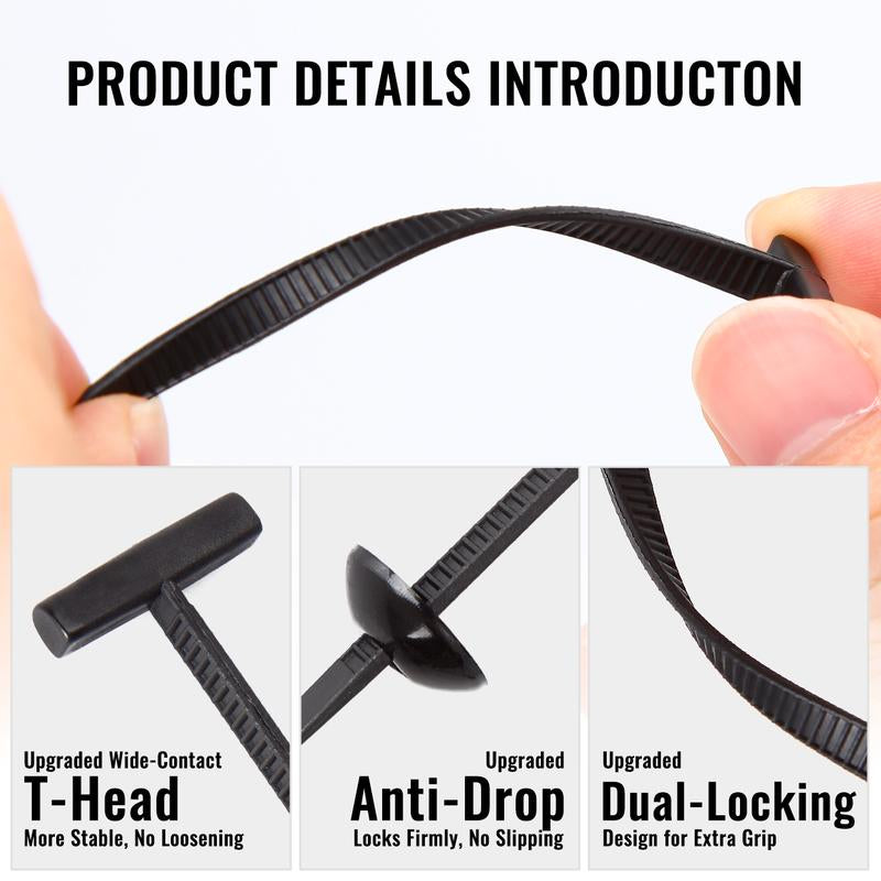 60 Pcs Nylon Universal Cable Tie Buckle, Upgraded Foldable Heavy Duty Self-Locking Nylon Zip Ties Holder, Multifunctional Cable Tie Buckle for Car Daily Repair