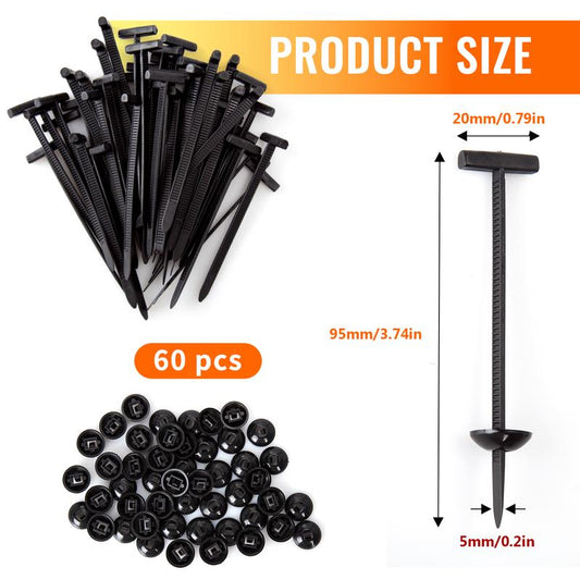 60 Pcs Nylon Universal Cable Tie Buckle, Upgraded Foldable Heavy Duty Self-Locking Nylon Zip Ties Holder, Multifunctional Cable Tie Buckle for Car Daily Repair