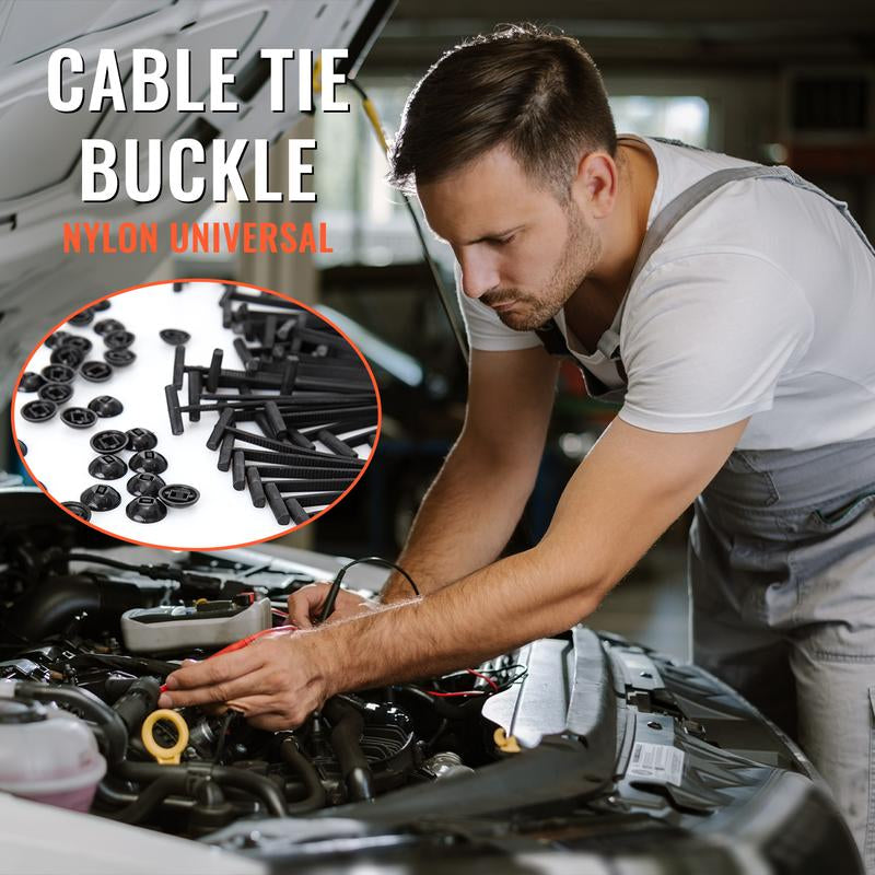 60 Pcs Nylon Universal Cable Tie Buckle, Upgraded Foldable Heavy Duty Self-Locking Nylon Zip Ties Holder, Multifunctional Cable Tie Buckle for Car Daily Repair
