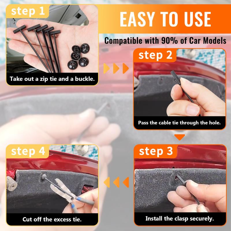 60 Pcs Nylon Universal Cable Tie Buckle, Upgraded Foldable Heavy Duty Self-Locking Nylon Zip Ties Holder, Multifunctional Cable Tie Buckle for Car Daily Repair